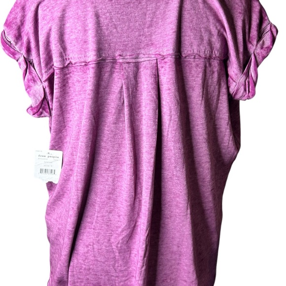 New FREE PEOPLE Beach Keep Me Burnout Tee Shirt Top Blouse Boho Azelia Small - Picture 5 of 8